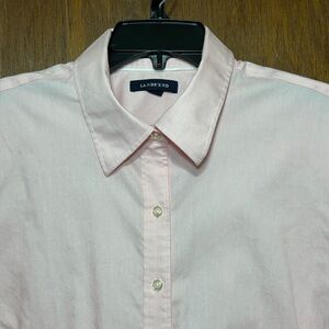 Lands' End Ladies Button Up Long Sleeve Oxford Pink Shirt Plus 20W